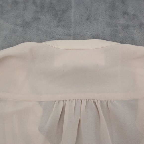 FOREVER 21 Shirt Womens S Pink Long Balloon Sleeve VNeck Sheer Pleated Blouse - Picture 11 of 14